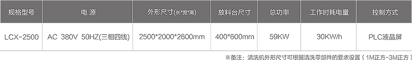 LCX-2500零部件智能清洗机技术参数