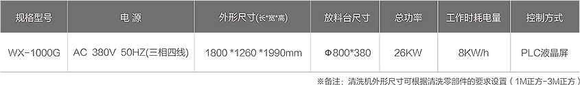 WX-1000G零部件智能清洗机技术参数