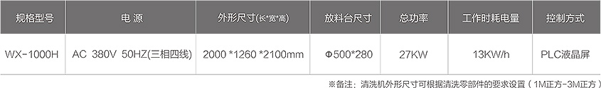 WX-1000H零部件智能清洗机技术参数