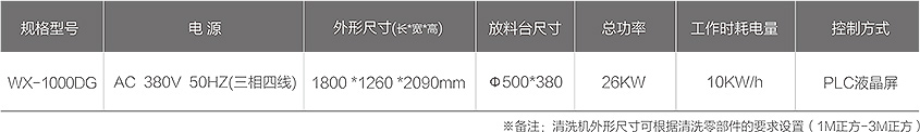 WX-1000DG零部件智能清洗机技术参数