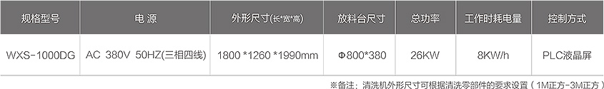 WXS-1000DG双道清洗零部件智能清洗机技术参数