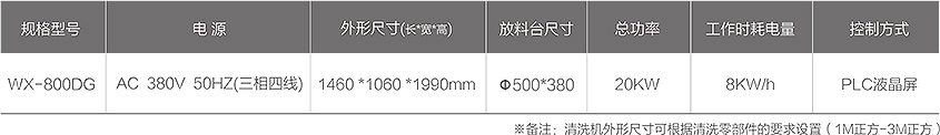 WX-800DG零部件智能清洗机技术参数