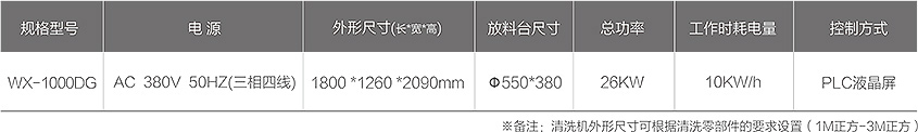 WX-1000DG零部件智能清洗机技术参数