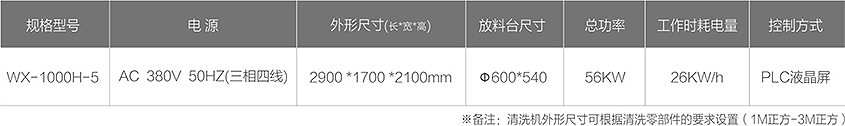 WX-1000H-5零部件智能清洗机技术参数